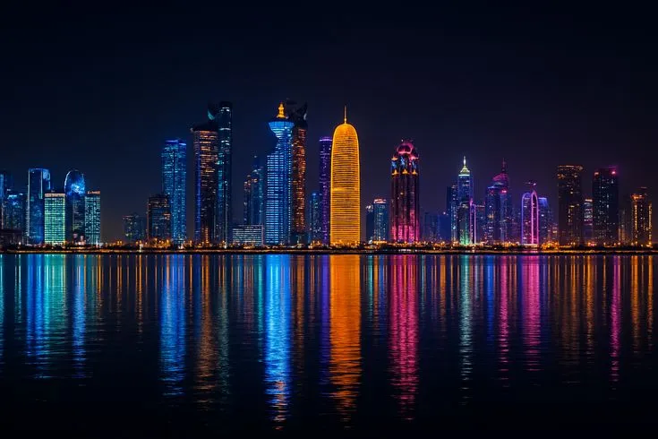 Doha skyline at night