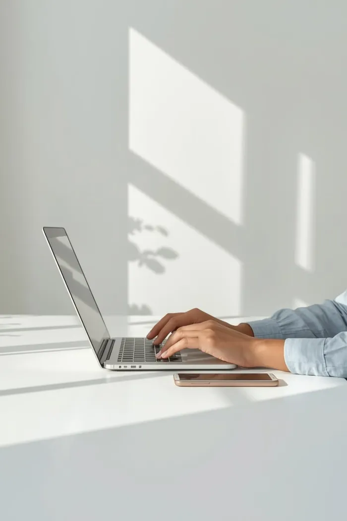 Engagement manager working remotely on a laptop